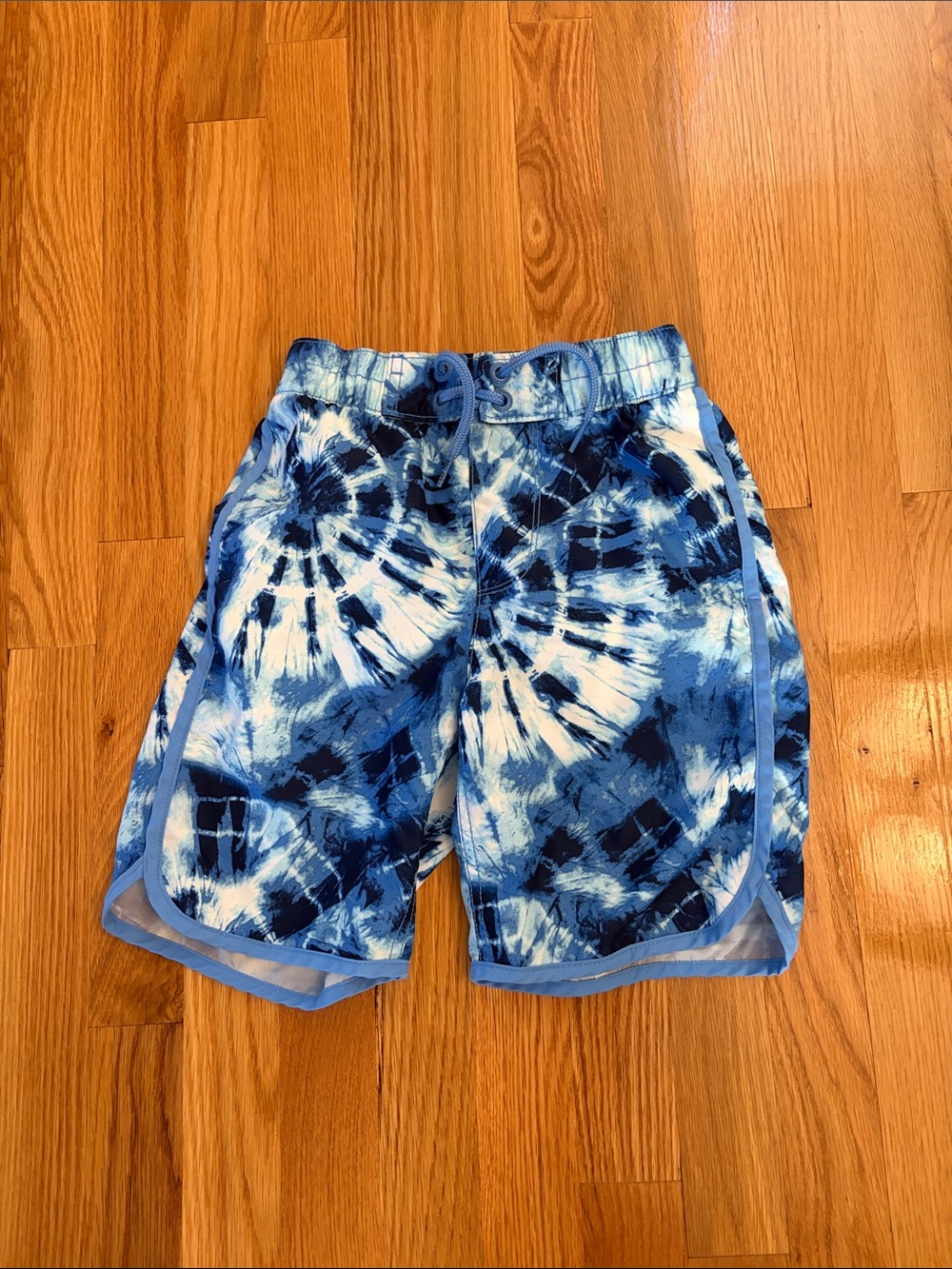 GAP Boys Blue and White Tie-Dye Swim Trunks